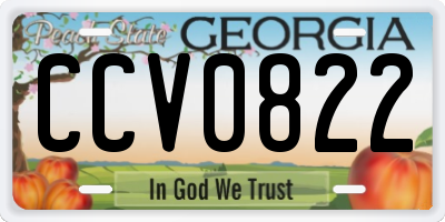 GA license plate CCV0822