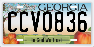 GA license plate CCV0836