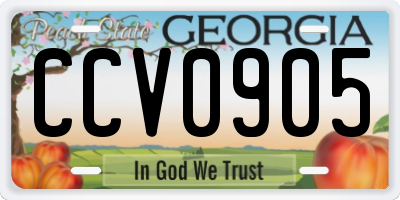 GA license plate CCV0905