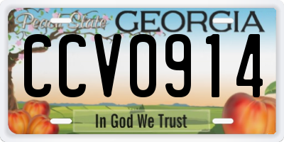 GA license plate CCV0914