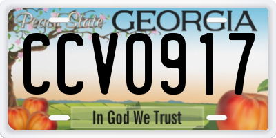 GA license plate CCV0917