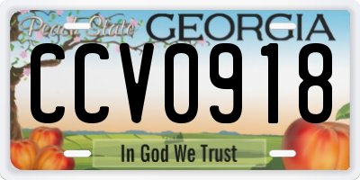 GA license plate CCV0918