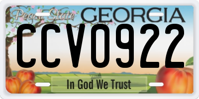 GA license plate CCV0922