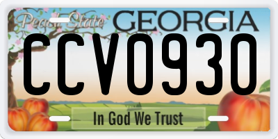 GA license plate CCV0930