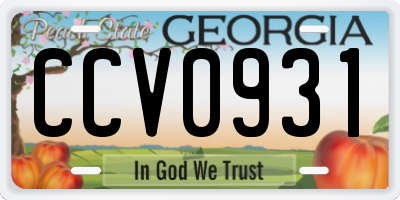 GA license plate CCV0931