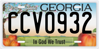 GA license plate CCV0932
