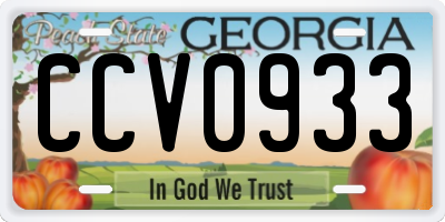 GA license plate CCV0933