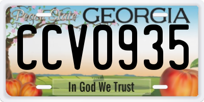 GA license plate CCV0935