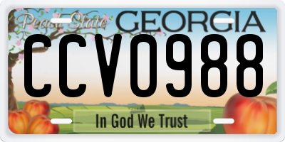 GA license plate CCV0988