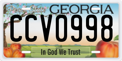 GA license plate CCV0998