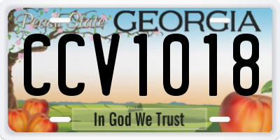 GA license plate CCV1018
