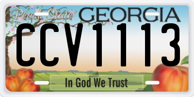 GA license plate CCV1113