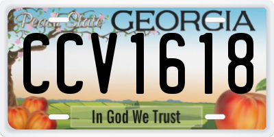 GA license plate CCV1618