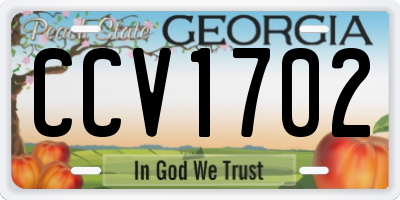 GA license plate CCV1702