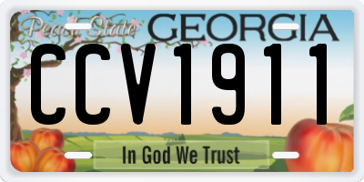 GA license plate CCV1911