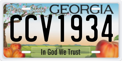 GA license plate CCV1934