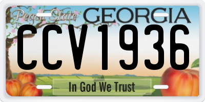GA license plate CCV1936