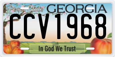 GA license plate CCV1968