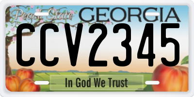 GA license plate CCV2345