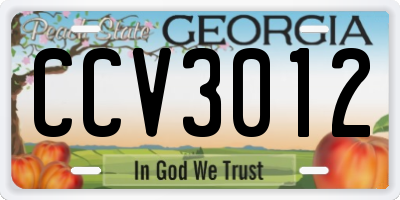 GA license plate CCV3012