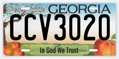 GA license plate CCV3020