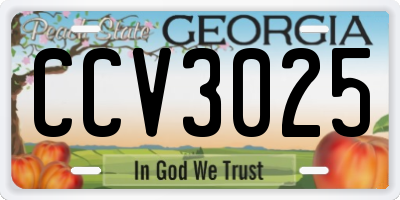 GA license plate CCV3025