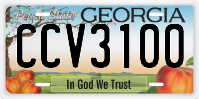 GA license plate CCV3100