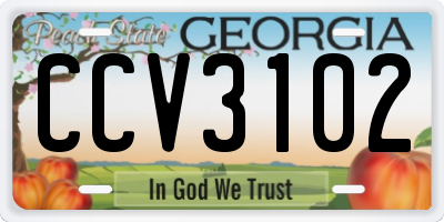 GA license plate CCV3102