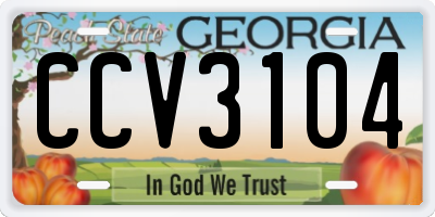 GA license plate CCV3104