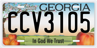 GA license plate CCV3105