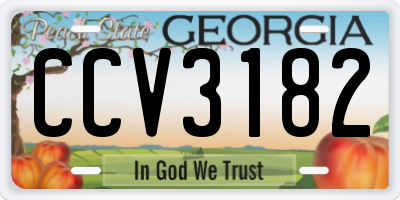 GA license plate CCV3182