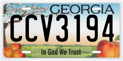 GA license plate CCV3194