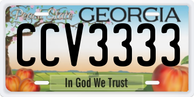GA license plate CCV3333