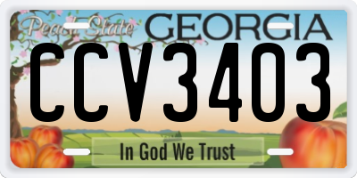 GA license plate CCV3403