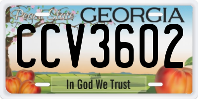 GA license plate CCV3602