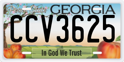 GA license plate CCV3625