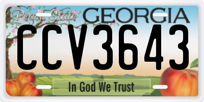 GA license plate CCV3643