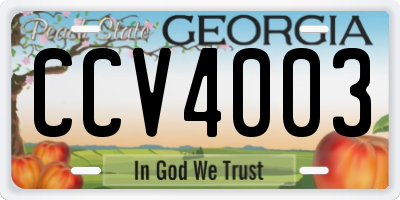 GA license plate CCV4003