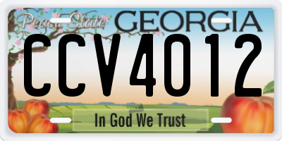 GA license plate CCV4012