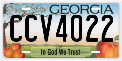 GA license plate CCV4022