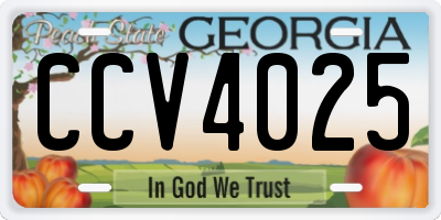 GA license plate CCV4025