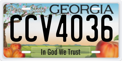 GA license plate CCV4036