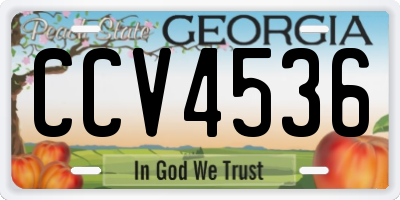 GA license plate CCV4536
