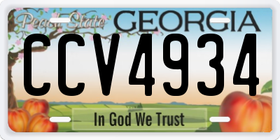 GA license plate CCV4934