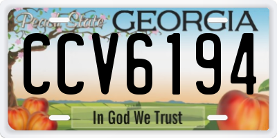 GA license plate CCV6194