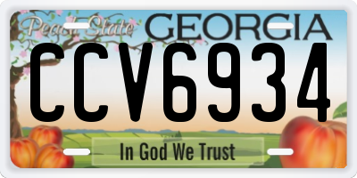 GA license plate CCV6934