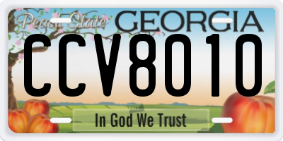 GA license plate CCV8010