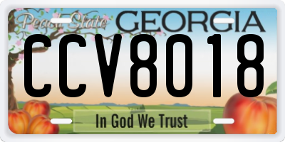 GA license plate CCV8018