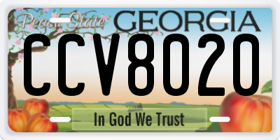 GA license plate CCV8020