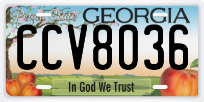 GA license plate CCV8036